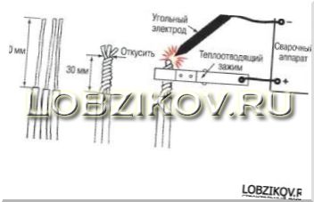 Схема пользования теплоотводящим зажимом
