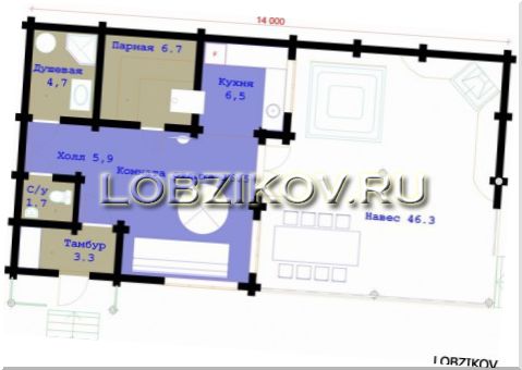 планировка дом баня