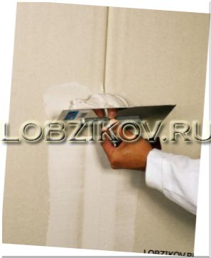 Крепление гипсокартона при помощи шпаклевки