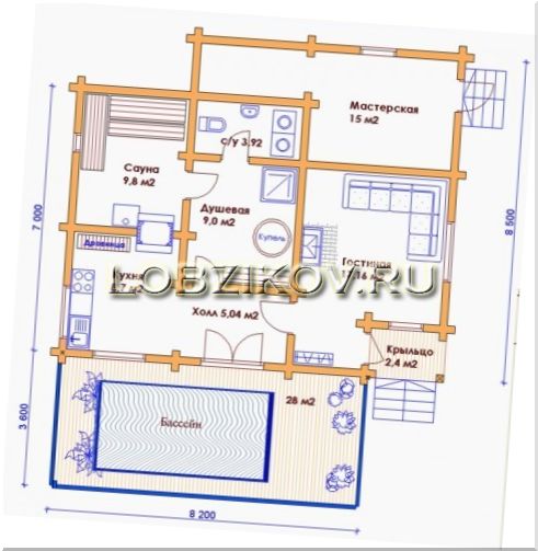 Проект бассейна для баньки